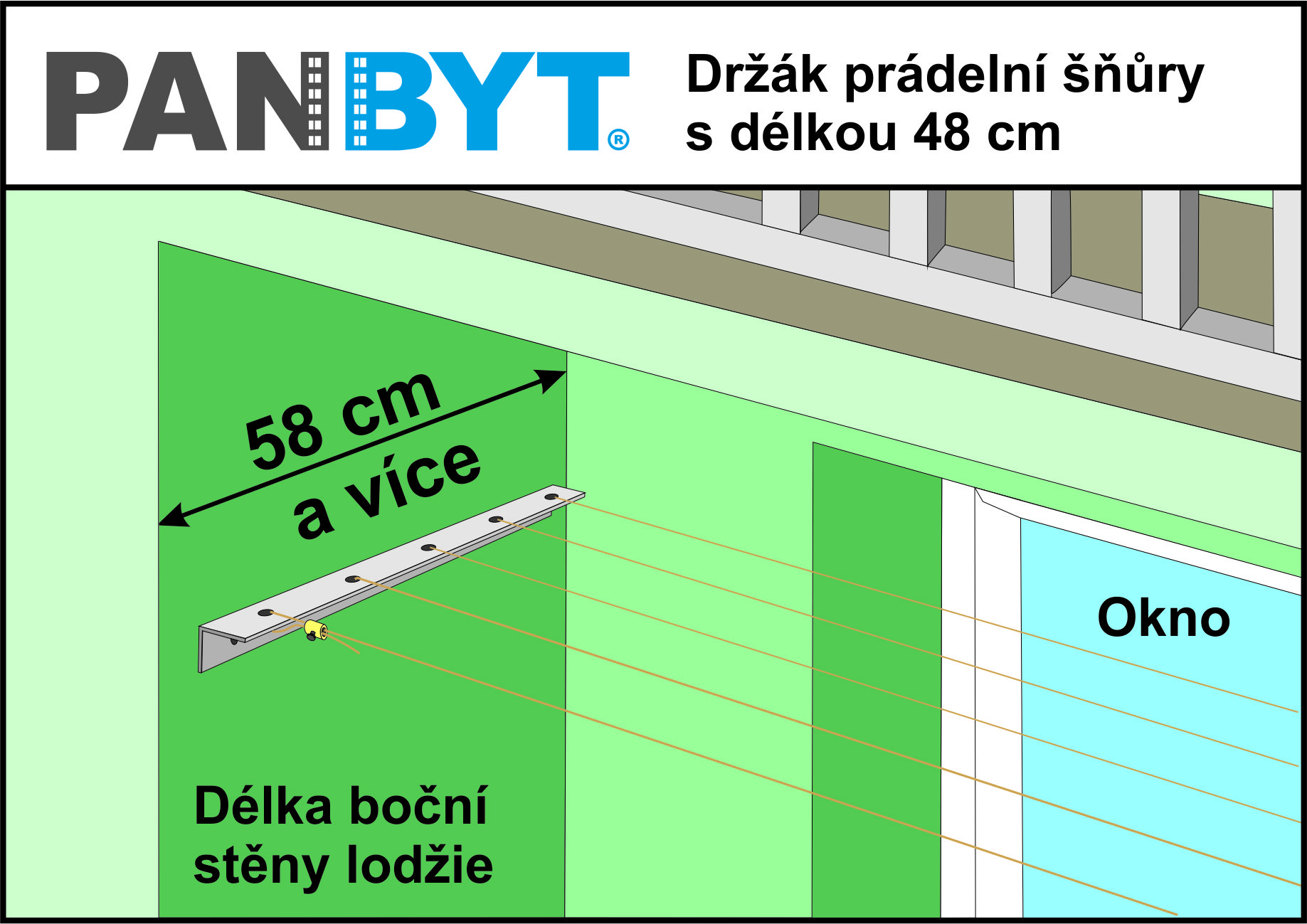 Držáky prádelní šňůry 48 cm komplet C natural