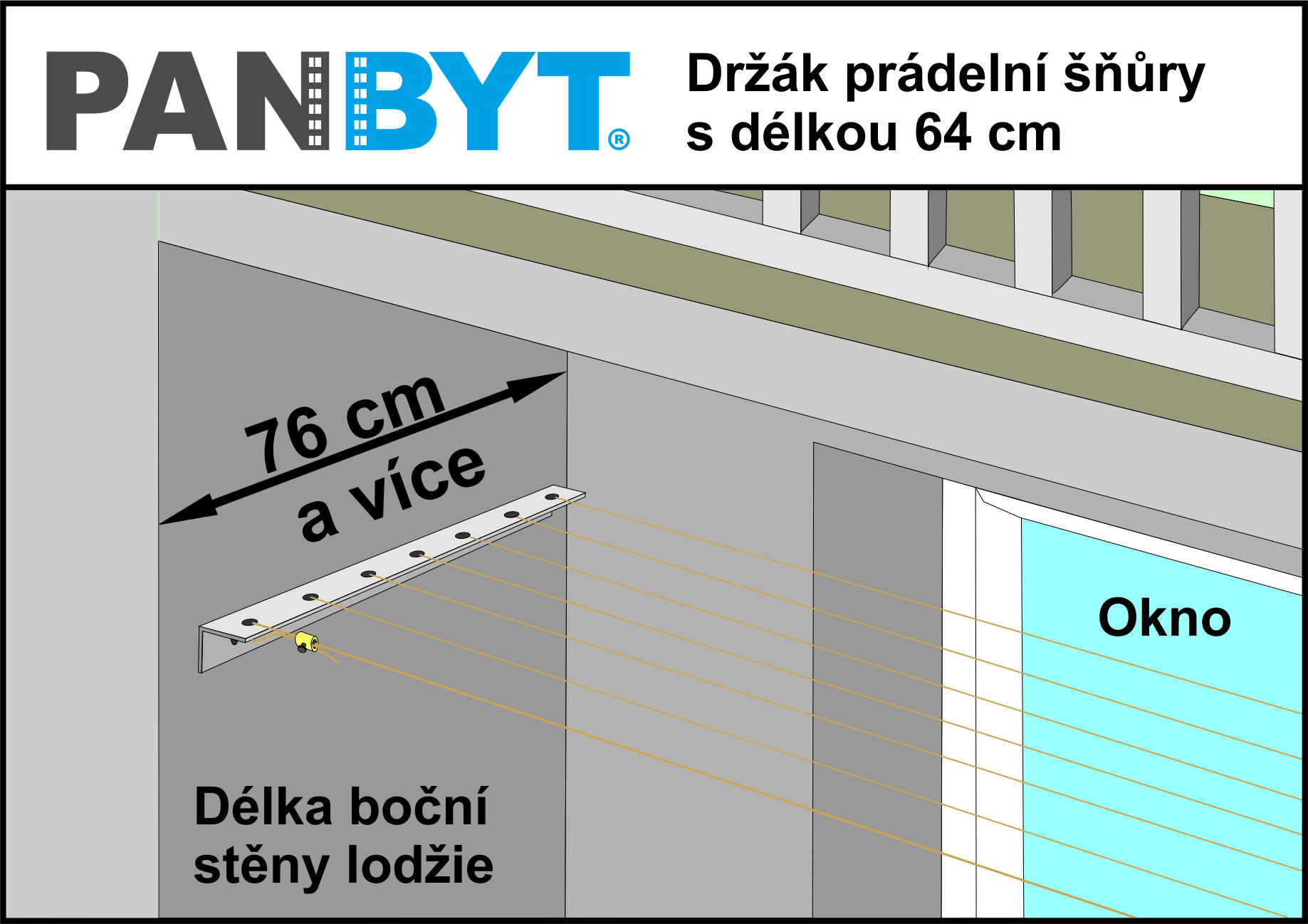 Držáky prádelní šňůry 64 cm komplet B bílá