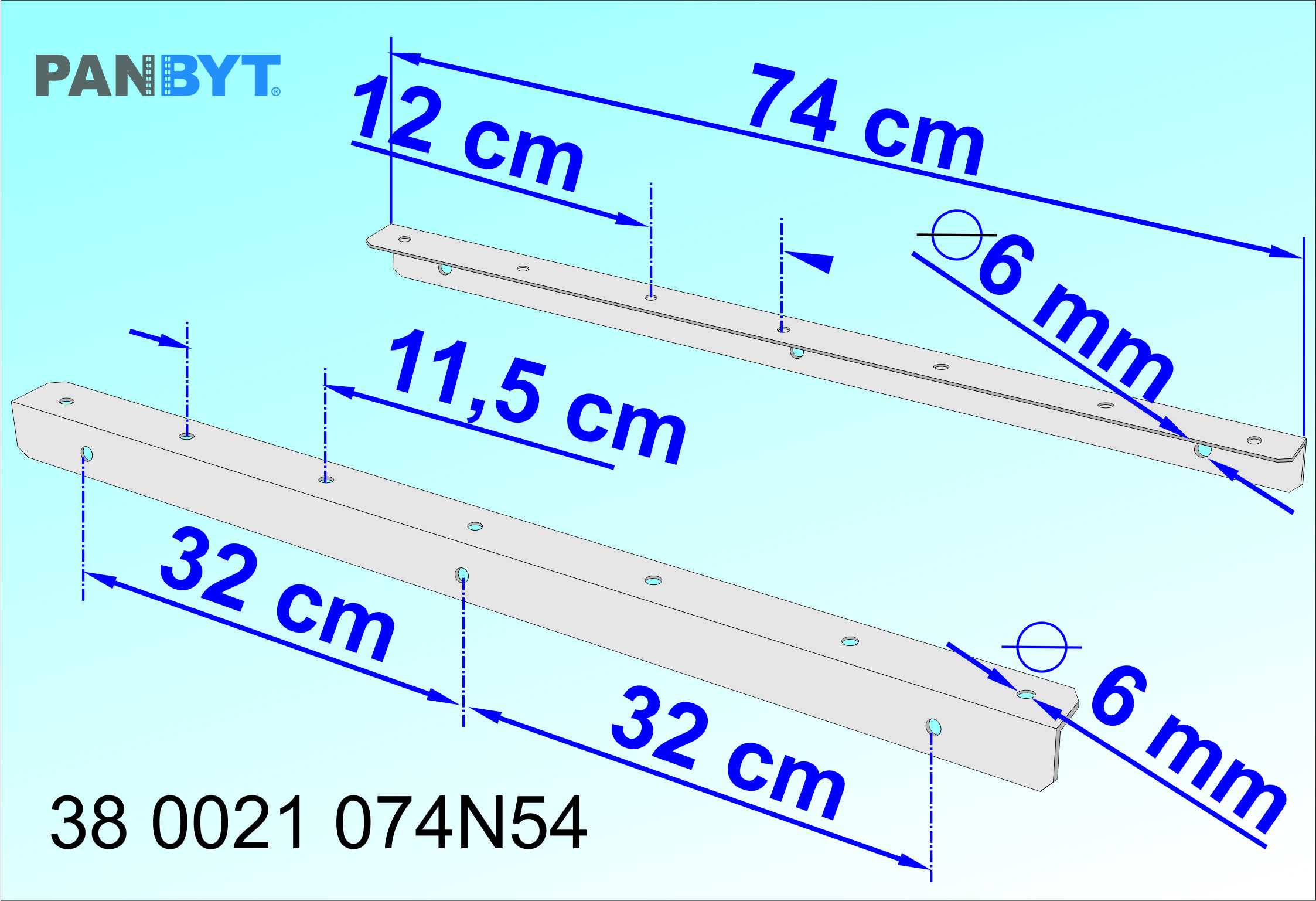 Držáky prádelní šňůry 74 cm komplet A natural