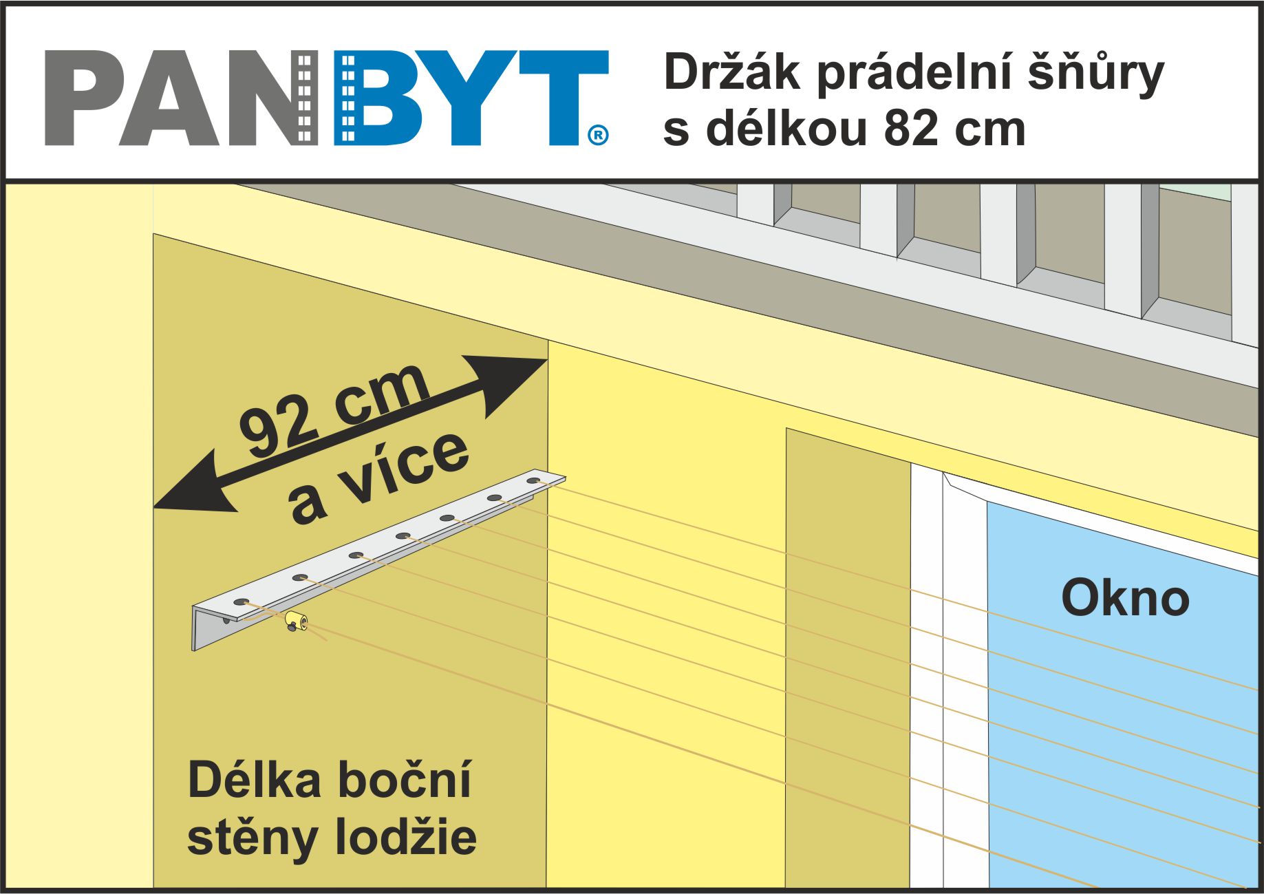 Držáky prádelní šňůry 82 cm komplet D bílá