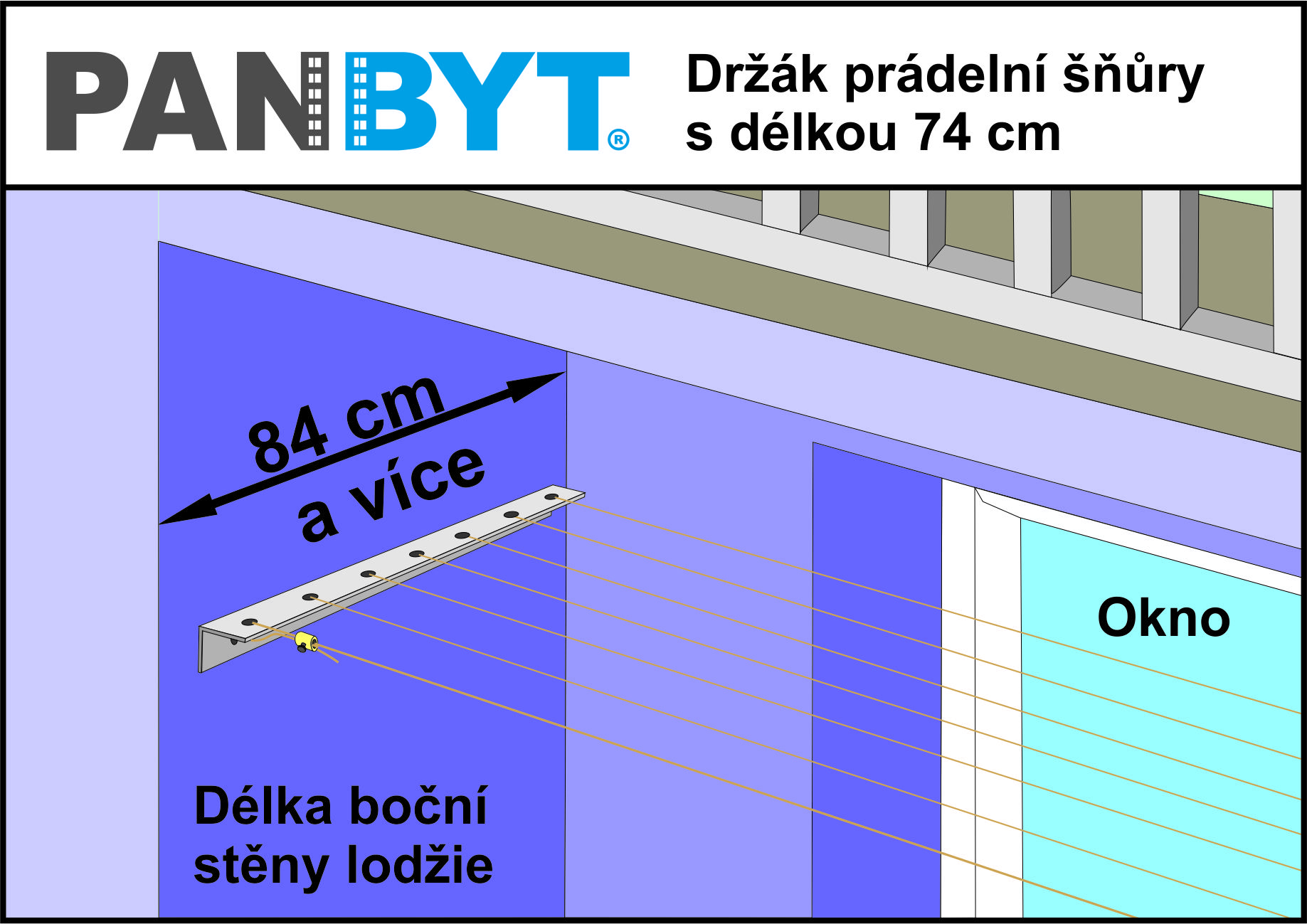 Držáky prádelní šňůry 74 cm komplet B natural