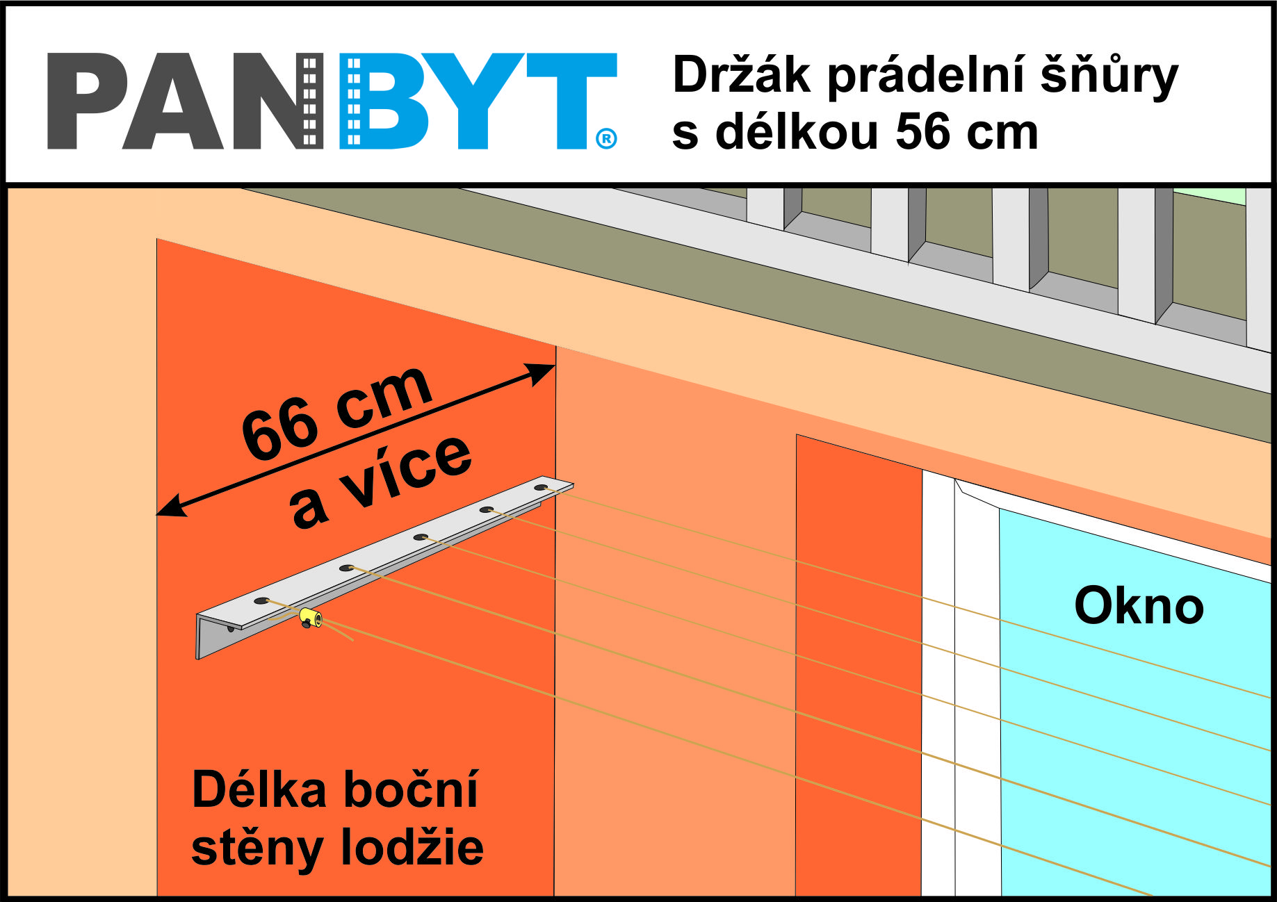Držák prádelní šňůry 56 cm natural