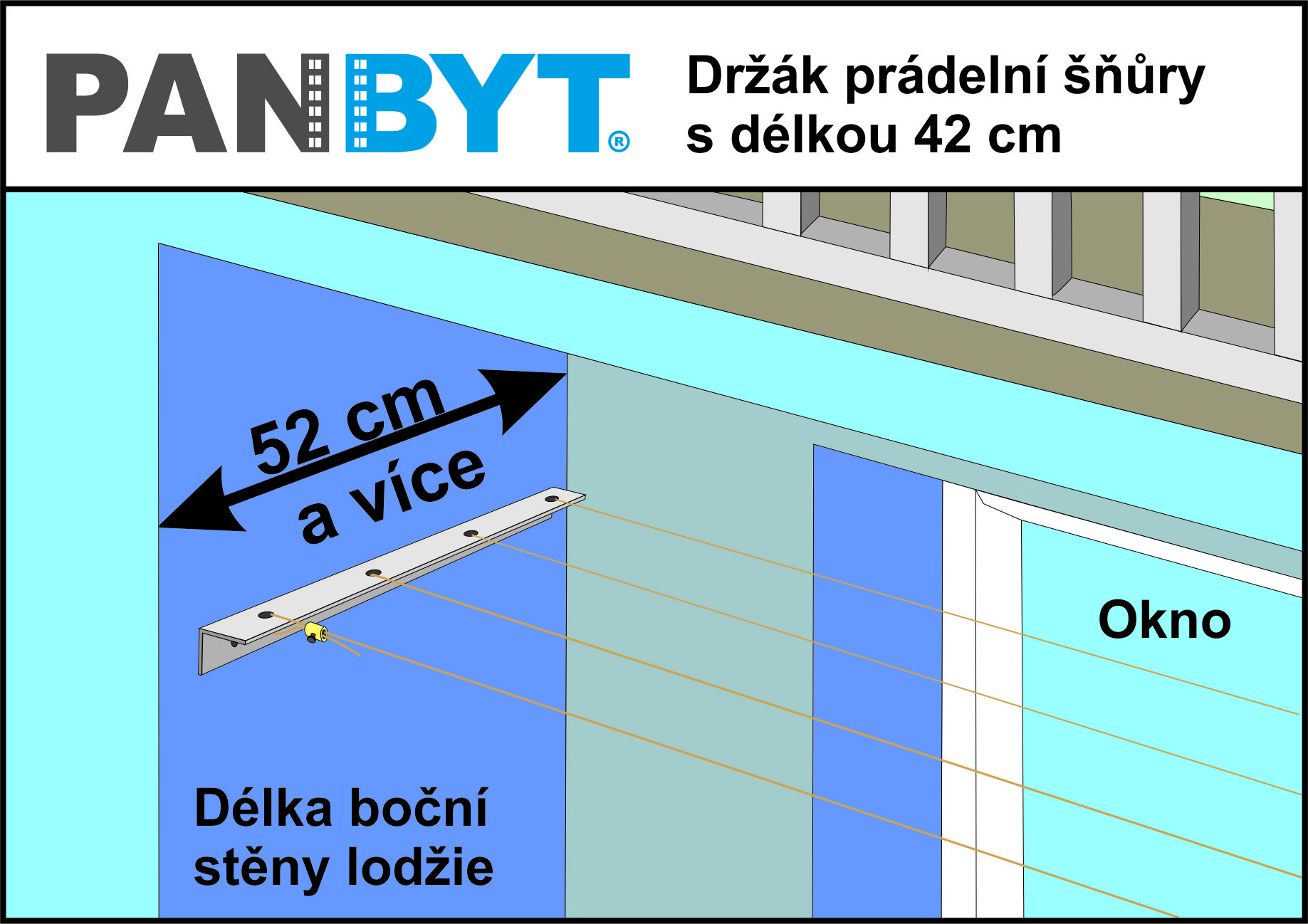 Držák prádelní šňůry 42 cm natural