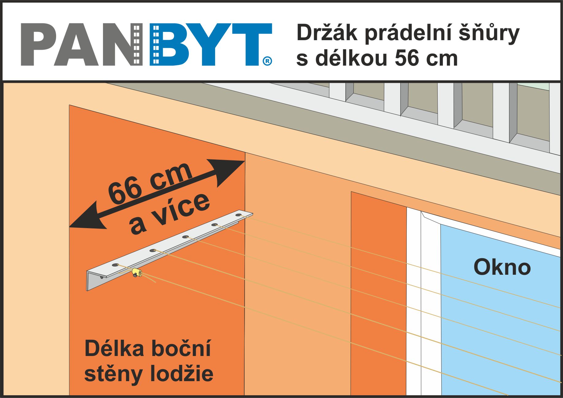 Držáky prádelní šňůry 56 cm komplet B natural
